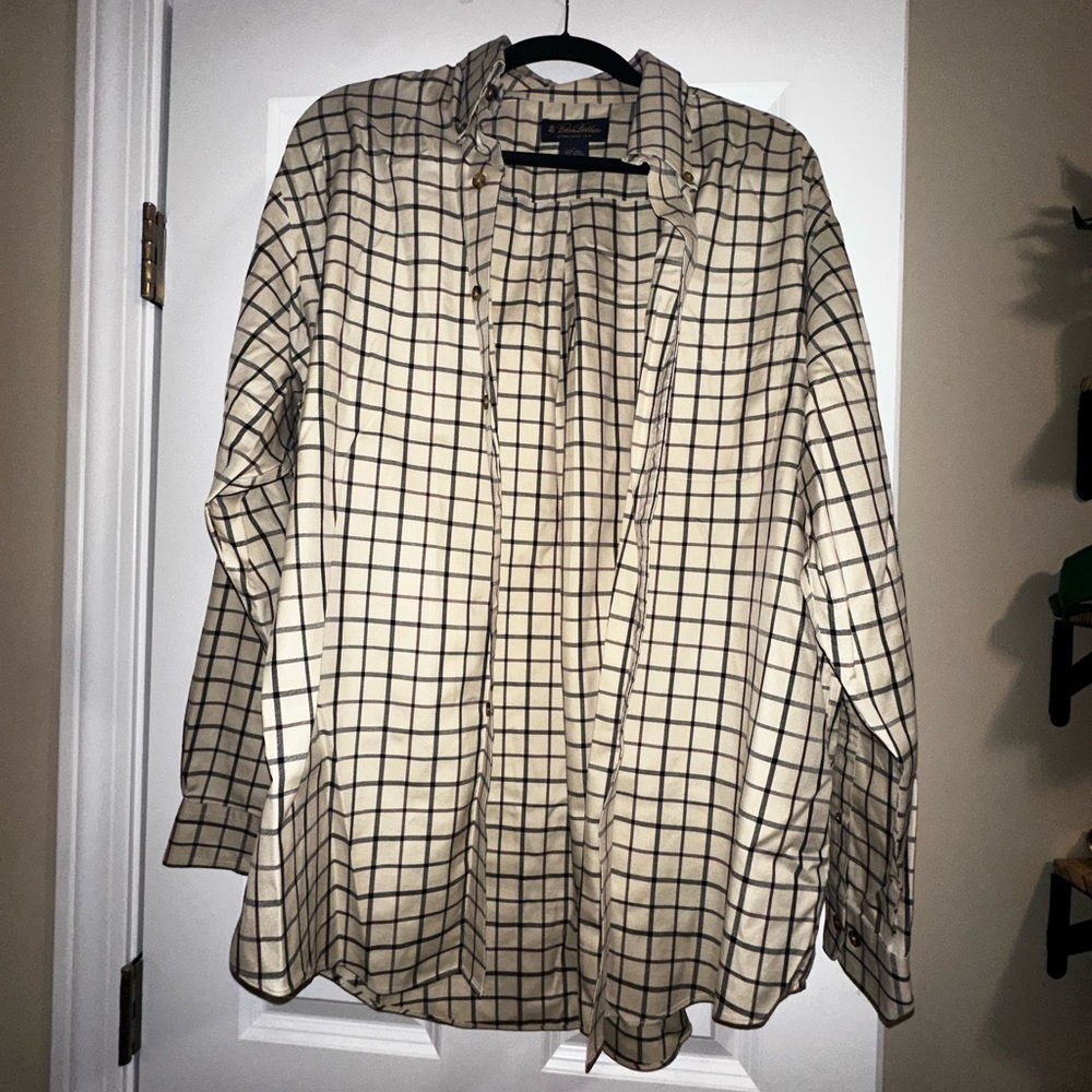 Brooks Brothers Tan & Plaid Button-Up Shirt